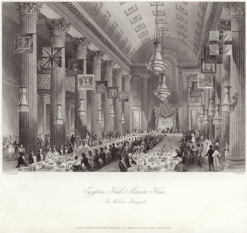 Egyptian Hall på Mansion House under Wilson-banketten av Thomas Hosmer Shepherd