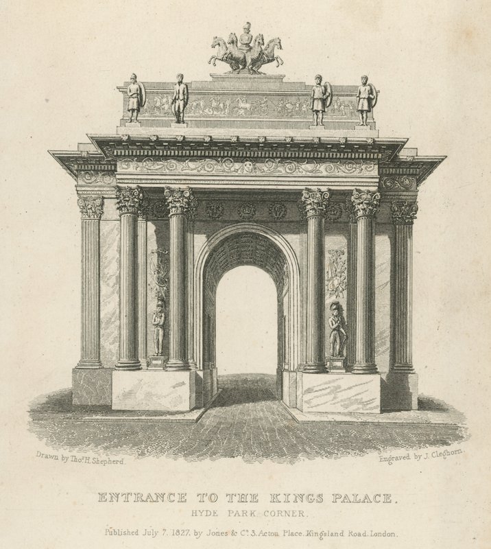 Inngang til Kings Palace, Hyde Park Corner av Thomas Hosmer Shepherd