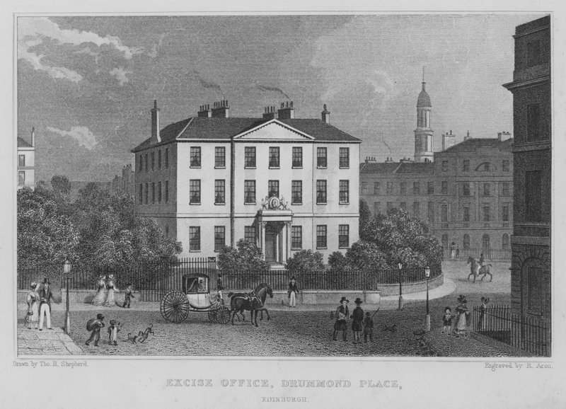 Avgiftskontoret, Drummond Place, Edinburgh (gravering) av Thomas Hosmer Shepherd