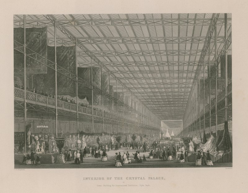 Interiør av Crystal Palace (gravering) av Thomas Hosmer Shepherd