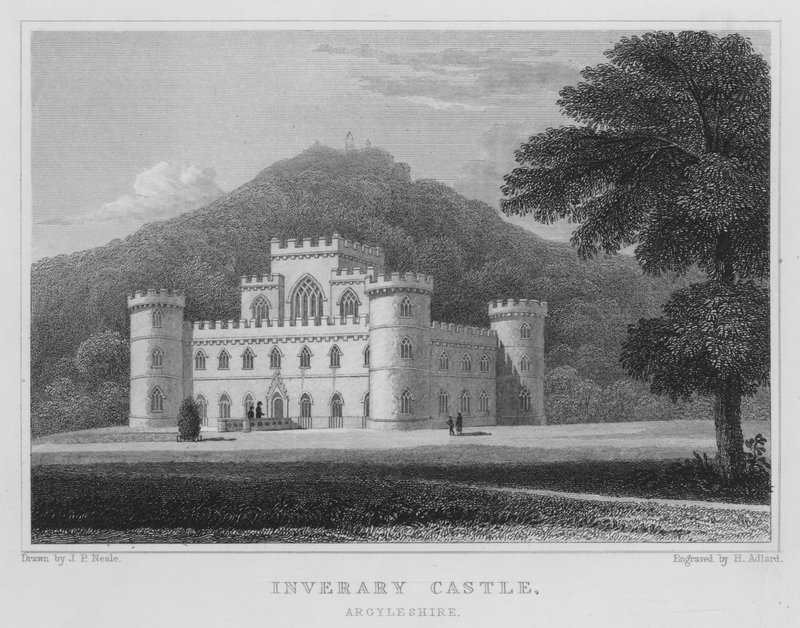 Inveraray Castle, Argyllshire (gravering) av Thomas Hosmer Shepherd