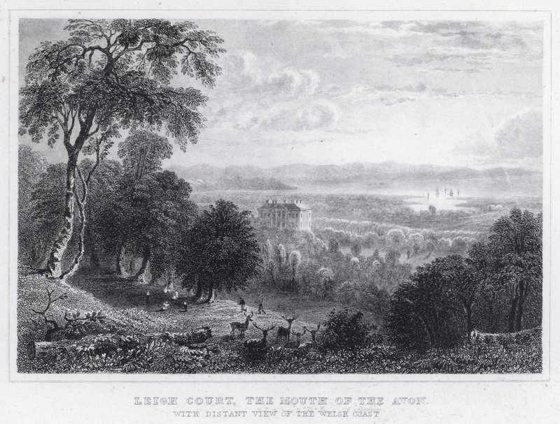 Leigh Court, the Mouth of the Avon, med fjernsyn over den walisiske kysten (gravering) av Thomas Hosmer Shepherd
