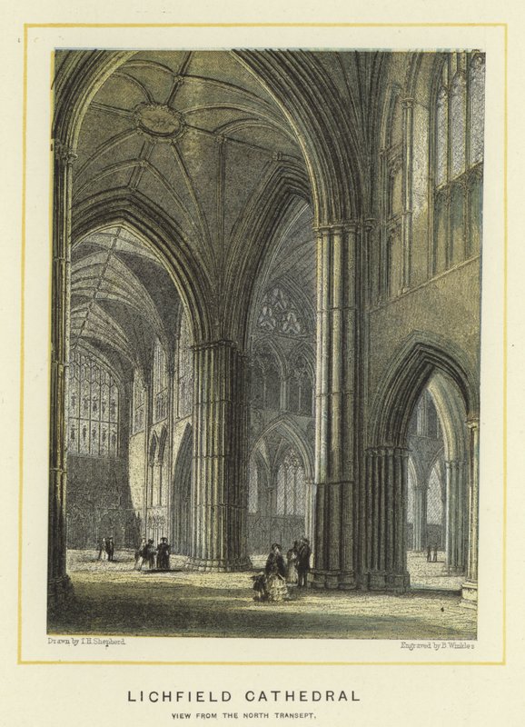 Lichfield Cathedral, utsikt fra det nordlige transeptet av Thomas Hosmer Shepherd