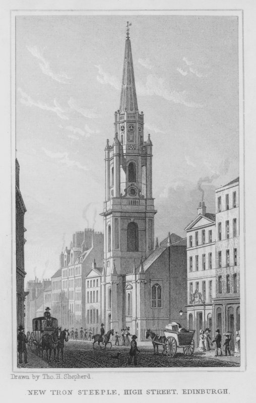 New Tron Steeple, High Street, Edinburgh (gravering) av Thomas Hosmer Shepherd