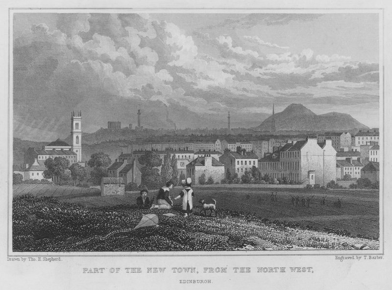 En del av den nye byen, fra nordvest, Edinburgh (gravering) av Thomas Hosmer Shepherd