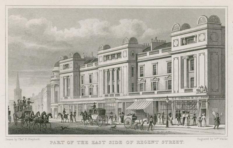 En del av østsiden av Regent Street, London av Thomas Hosmer Shepherd