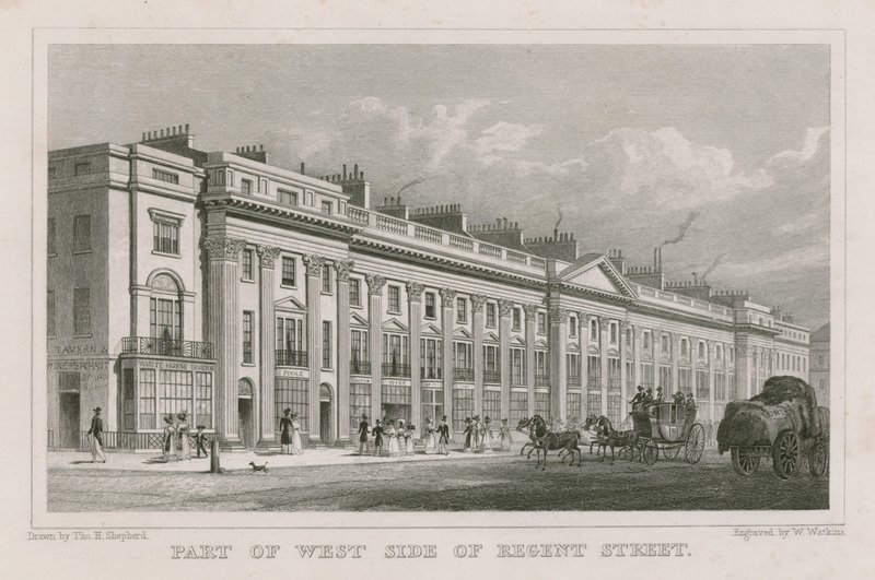 En del av vestsiden av Regent Street, London av Thomas Hosmer Shepherd