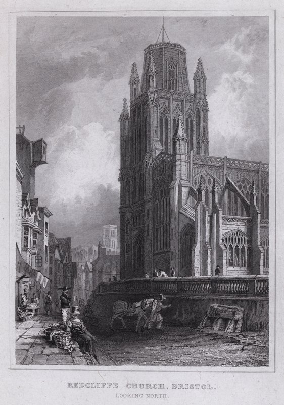 Redcliffe Church, Bristol, ser nordover (gravering) av Thomas Hosmer Shepherd