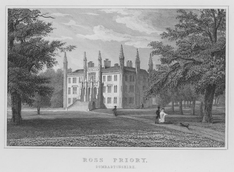 Ross Priory, Dumbartonshire (gravering) av Thomas Hosmer Shepherd