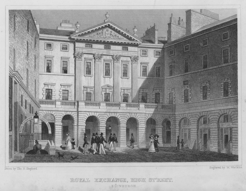 Royal Exchange, High Street, Edinburgh (gravering) av Thomas Hosmer Shepherd