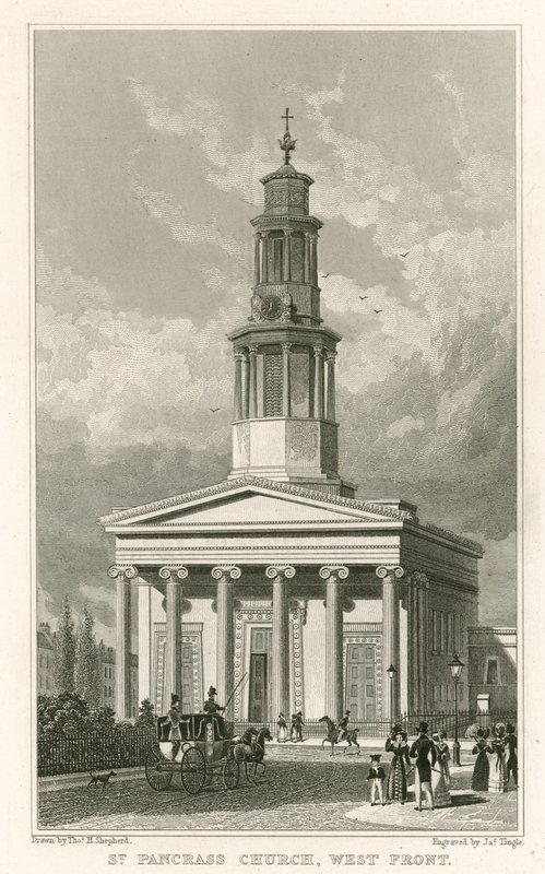 St Pancras Church, vestfronten av Thomas Hosmer Shepherd