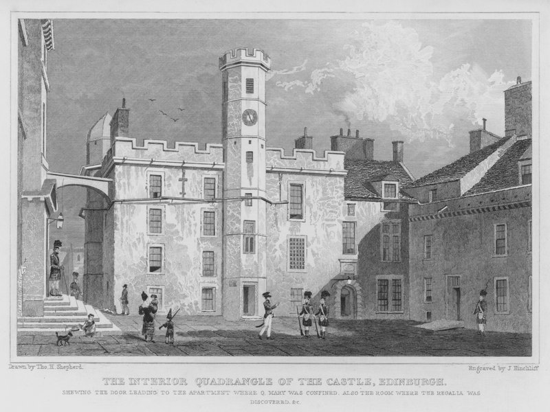 The Interior Quadrangle of the Castle, Edinburgh (gravering) av Thomas Hosmer Shepherd