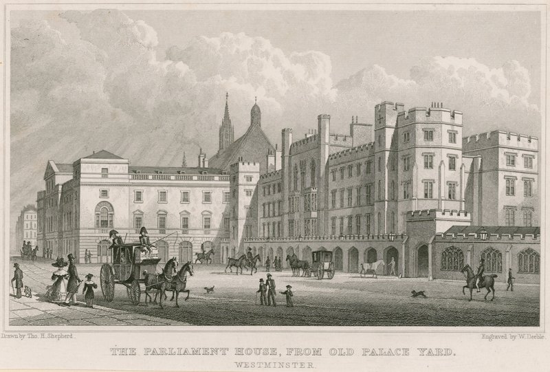 Parlamentshuset fra Old Palace Yard, Westminster, London av Thomas Hosmer Shepherd