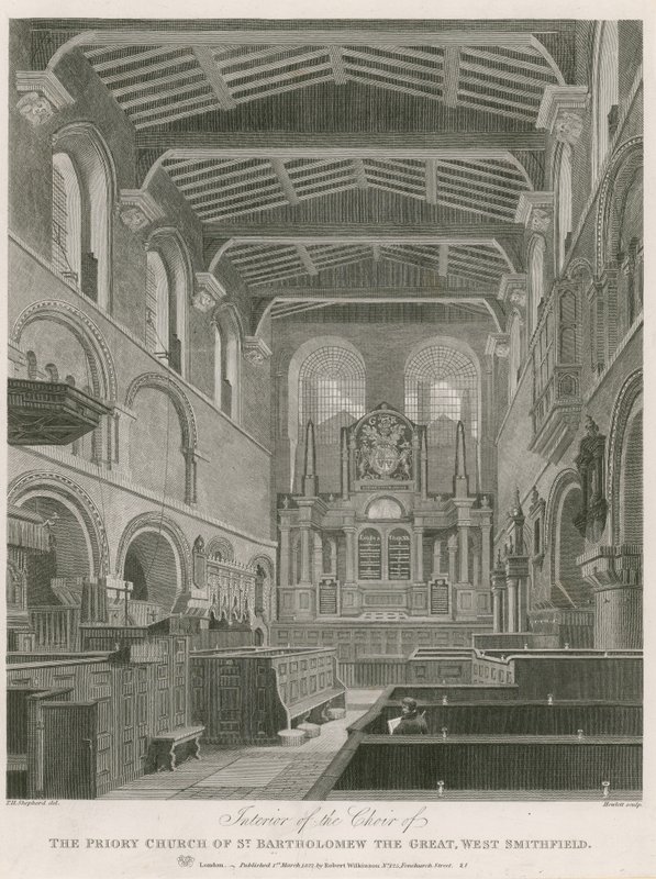 Priory Church of St Bartholomew the Great, West Smithfield av Thomas Hosmer Shepherd