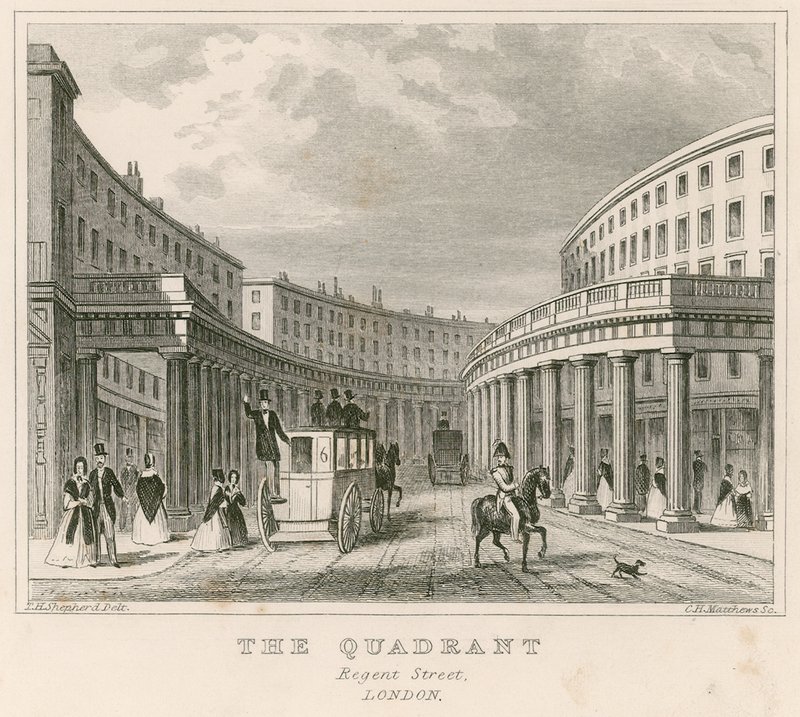The Quadrant, Regent Street, London av Thomas Hosmer Shepherd
