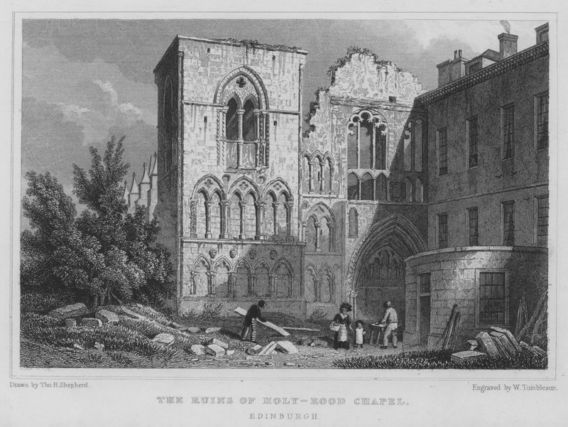 The Ruins of Holy-rood Chapel, Edinburgh (gravering) av Thomas Hosmer Shepherd