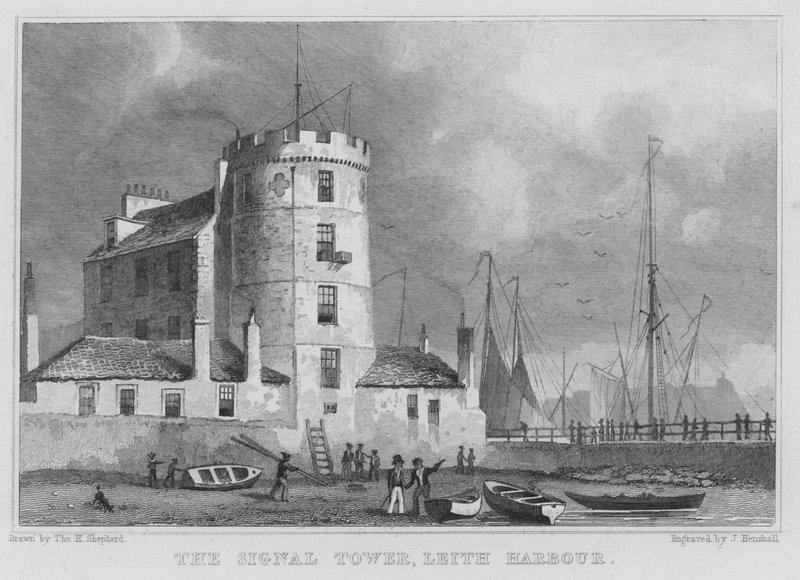 Signaltårnet, Leith Harbor (gravering) av Thomas Hosmer Shepherd