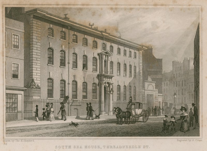 The South Sea House, Threadneedle Street, London av Thomas Hosmer Shepherd