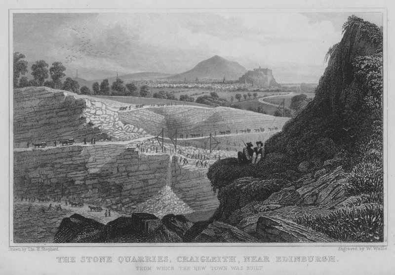 Steinbruddene, Craigleith, nær Edinburgh (gravering) av Thomas Hosmer Shepherd