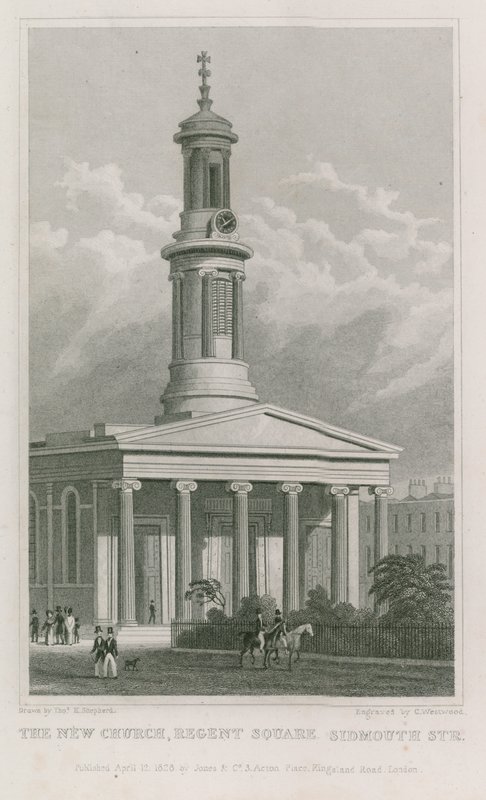 Den nye kirken, Regent Square, Sidmouth Street av Thomas Hosmer Shepherd