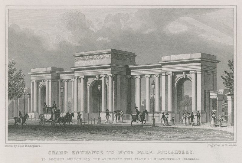 Triumfbuen, inngang til Hyde Park, London av Thomas Hosmer Shepherd
