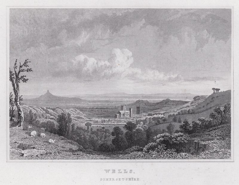 Wells, Somersetshire (gravering) av Thomas Hosmer Shepherd