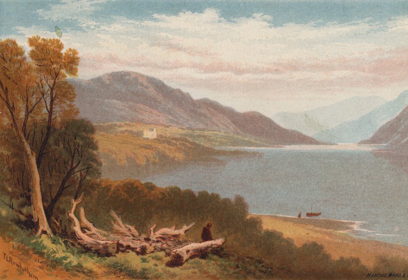 The English Lakes, Ullswater (farge litho) av Thomas Leeson the Elder Rowbotham