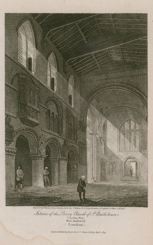 Interiør i St Bartholomew den store kirke av Thomas Malton