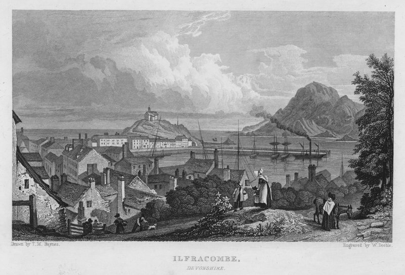 Ilfracombe, Devonshire (gravering) av Thomas Mann (after) Baynes