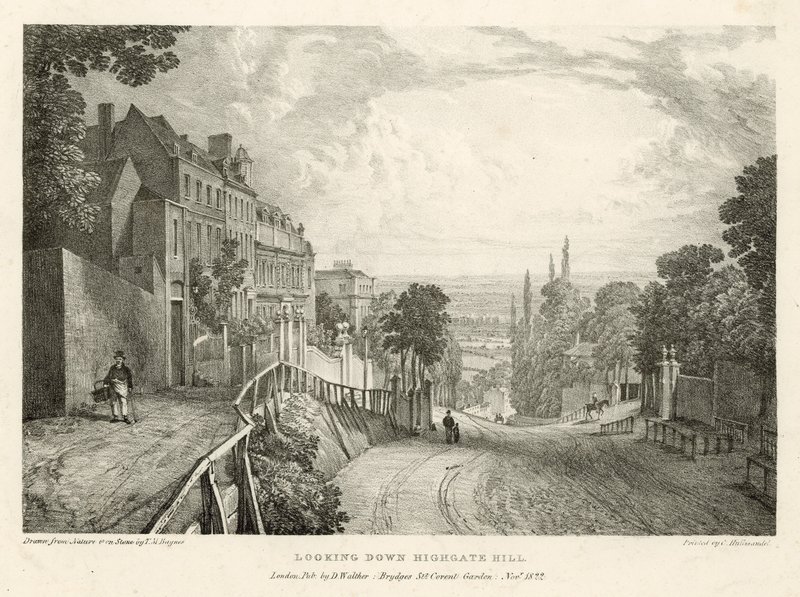 Ser nedover Highgate Hill, London av Thomas Mann Baynes