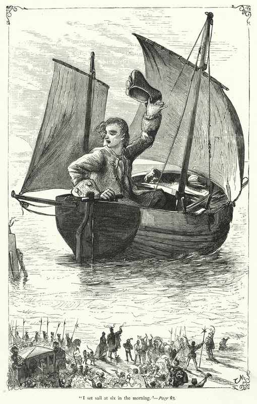 Illustrasjon for Gullivers reiser av Jonathan Swift (gravering) av Thomas Morten