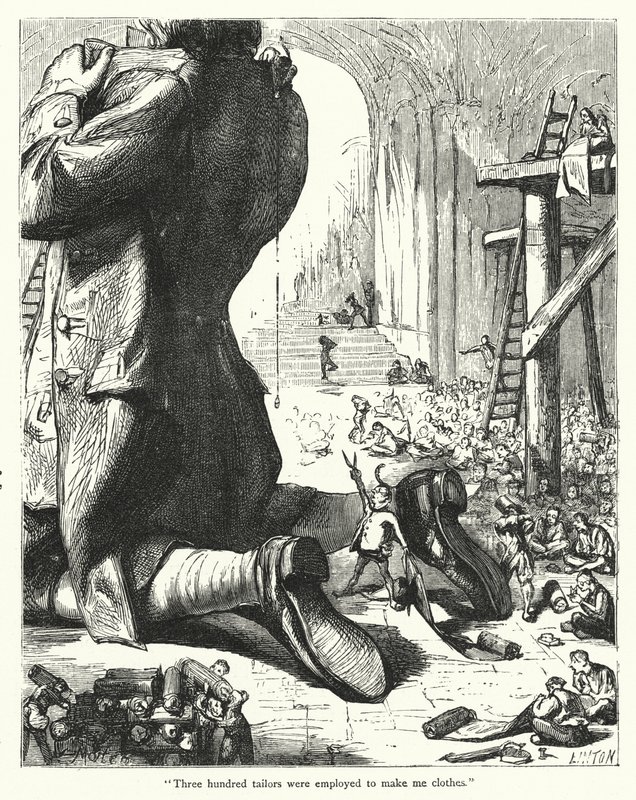 Illustrasjon for Gullivers reiser av Jonathan Swift (gravering) av Thomas Morten