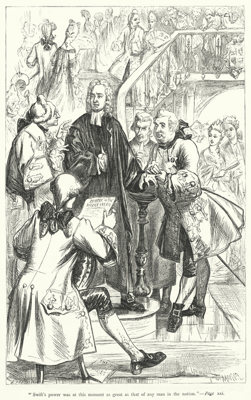 Illustrasjon for livet til Jonathan Swift (gravering) av Thomas Morten