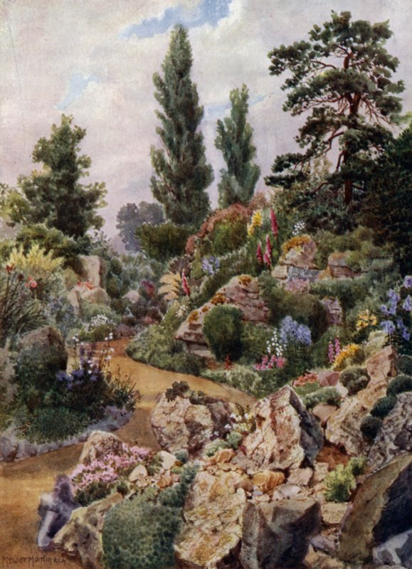 Kew Gardens: In the Rock Garden (farge litho) av Thomas Mower Martin