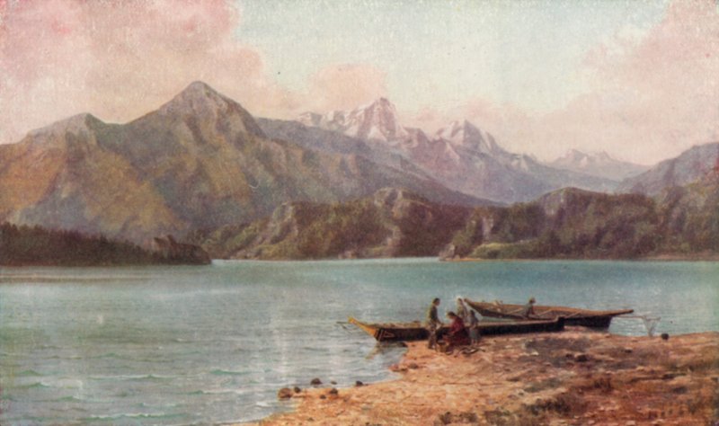 Cascade Mountains (farge litho) av Thomas Mower Martin