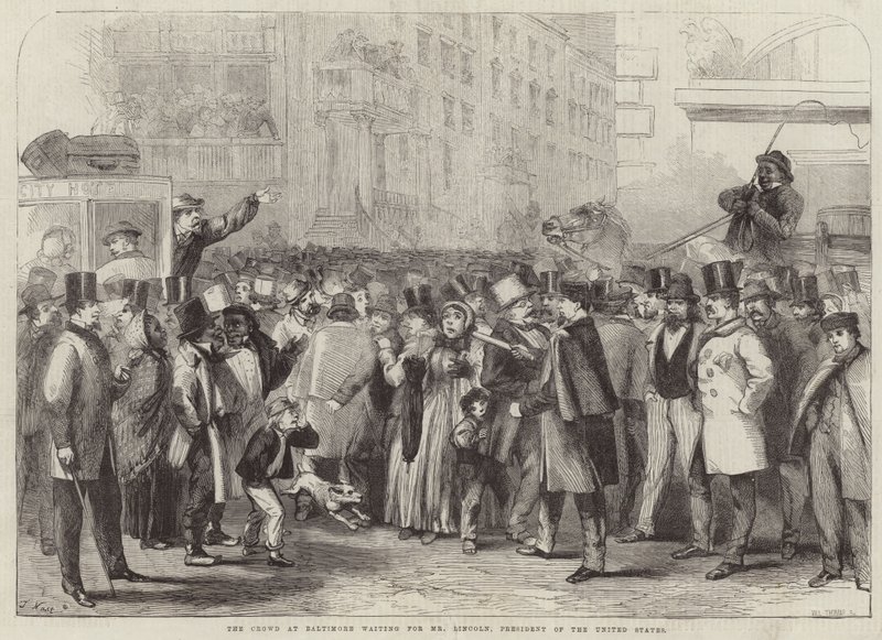Publikum i Baltimore venter på Mr. Lincoln av Thomas Nast