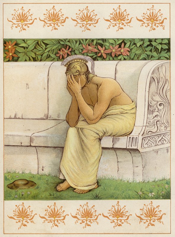 Perseus gråt etter å ha drept Akrisios (farge litho) av Thomas Ralph Spence
