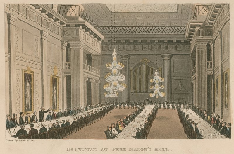 Dr Syntax ved Freemason's Hall av Thomas Rowlandson