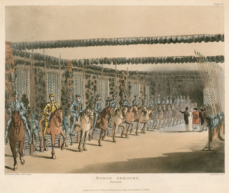 Hestevåpenlager ved Tower of London av Thomas Rowlandson