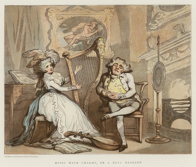 Music Hath Charms, or a Dull Husband (chromolitho) av Thomas Rowlandson