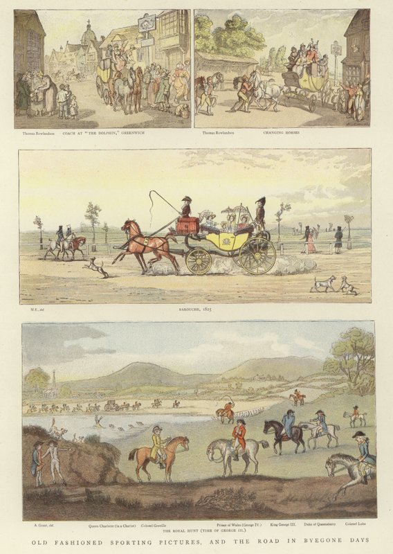 Gammeldagse sportslige bilder av Thomas Rowlandson