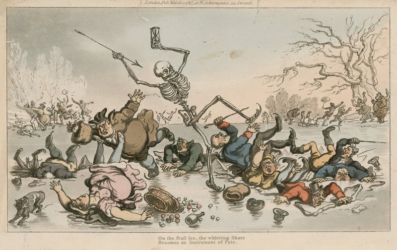 På skrøpelig is blir den surrende skøyten et skjebneinstrument av Thomas Rowlandson