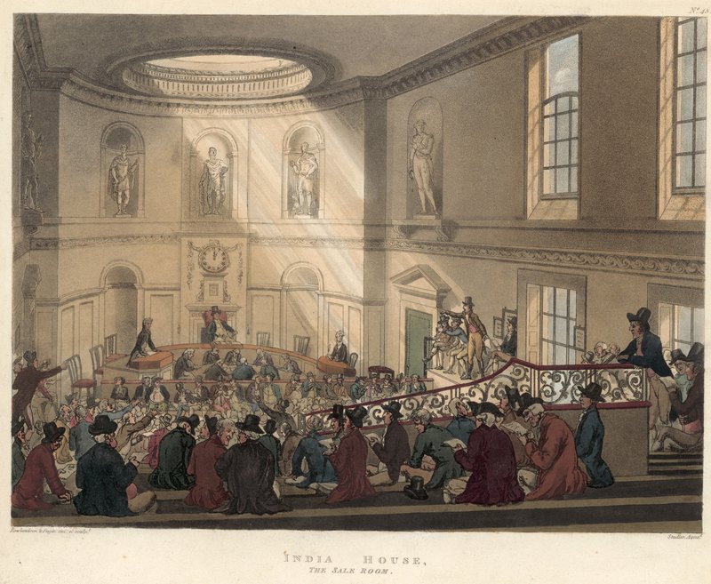 Salgsrommet, East India House av Thomas Rowlandson