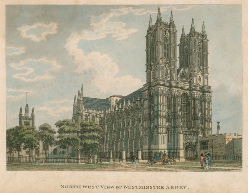 Nordvest-utsikt over Westminster Abbey, London av Thomas Snr. Malton