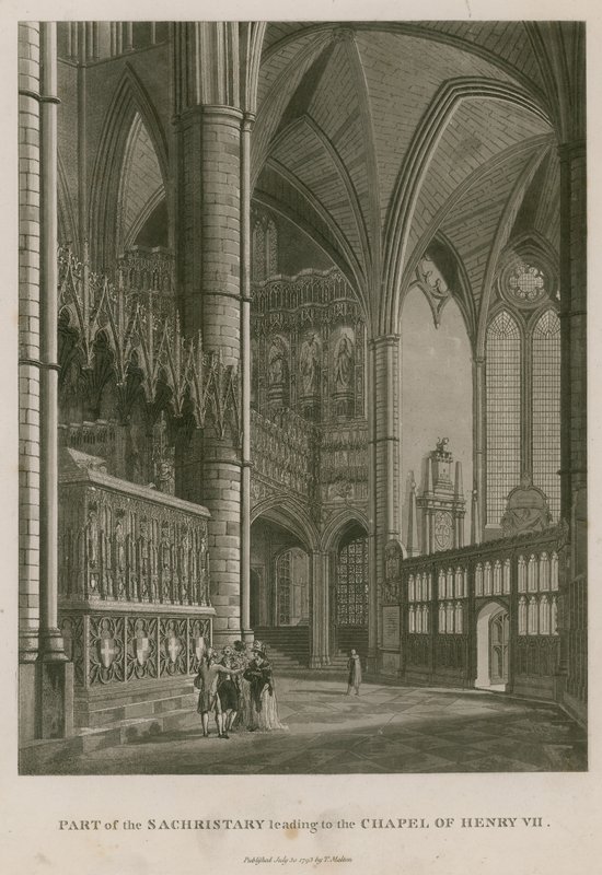 En del av Sachristary som fører til kapellet til kong Henry VII, Westminster Abbey, London av Thomas Snr. Malton