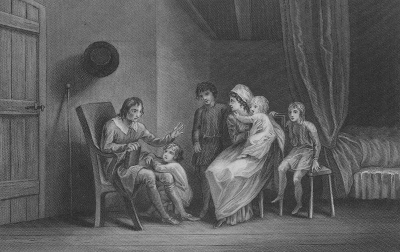 Christian uttrykker sin frykt til familien sin av Thomas Stothard