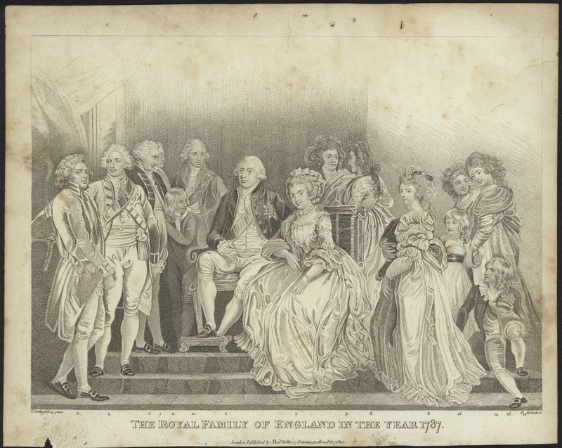 Kongefamilien i England i år 1787 av Thomas Stothard