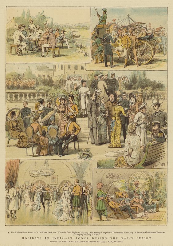 Ferier i India, ved Poona under regntiden (chromolitho) av Thomas Walter Wilson