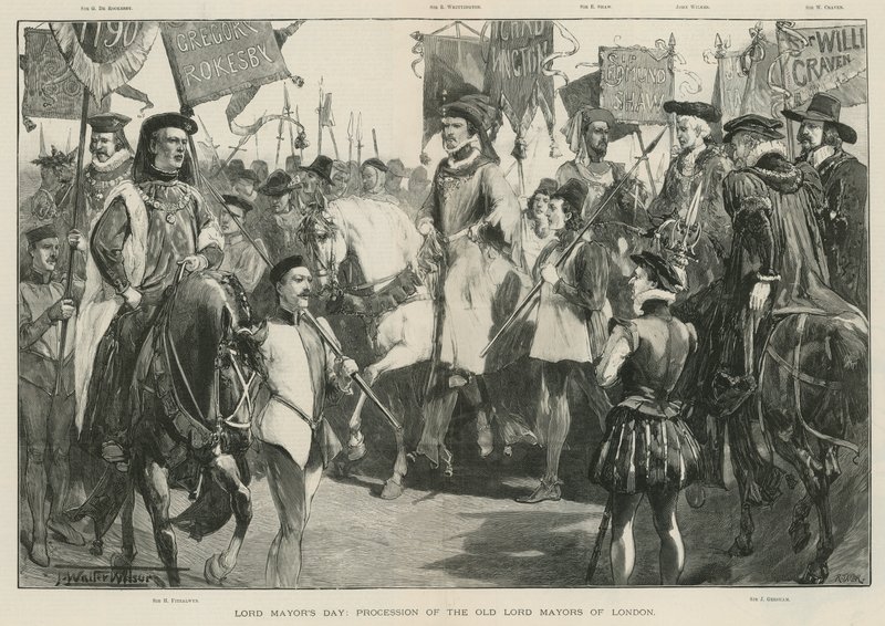 Lord Mayor#39;s Day: Prosesjon for de gamle Lord Mayors i London (lito) av Thomas Walter Wilson