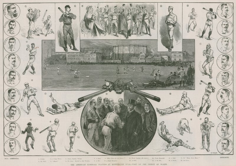 De amerikanske baseballspillerne på Kennington Oval - besøk av prinsen av Wales (gravering) av Thomas Walter Wilson
